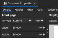 Inkscape, Dokumenteinstellungen: Höhe und Breite in den wurden auf 50mm gesetzt.
