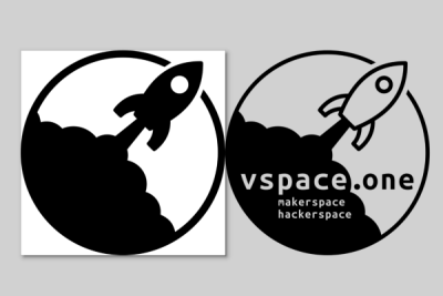 Inkscape, Vergleich zwischen normalem und bearbeiteten Logo des vspace.one wie beschrieben.